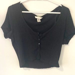 Black cropped button up cropped top